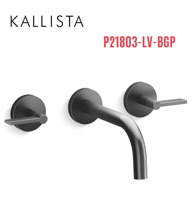 Vòi chậu rửa mặt 3 chân âm tường màu đen Kallista P21803-LV-BGP