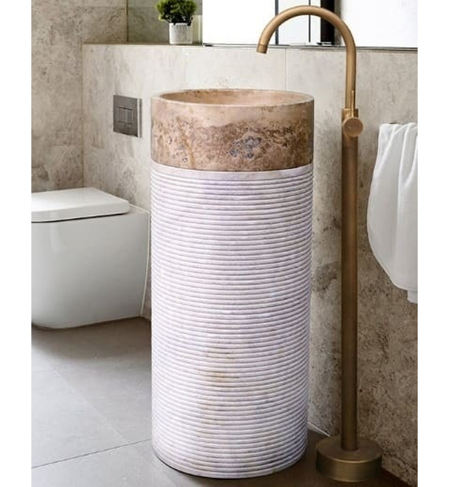 Chậu lavabo chân đứng ống trụ tròn Kanly MAR84CV