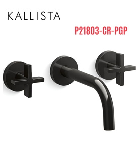 Vòi chậu rửa mặt 3 chân âm tường màu đen Kallista P21803-CR-PGP