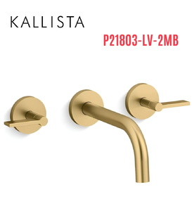 Vòi chậu rửa mặt 3 chân âm tường màu đồng Kallista P21803-LV-2MB