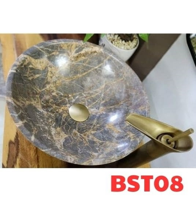 Chậu Rửa Mặt Đá Tròn Mỏng Màu Xám Lông Chuột Eximstone BST08