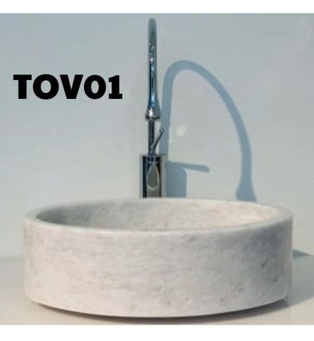 Chậu Rửa Mặt Đá Tự Nhiên Màu Trắng Eximstone TOV01