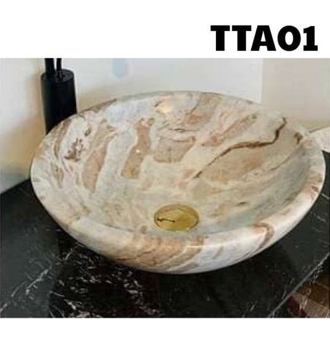 Chậu Rửa Mặt Đá Tự Nhiên Trắng Torento Eximstone TTA01