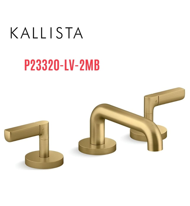 Vòi chậu rửa mặt 3 chân cổ thấp màu đồng Kallista P23320-LV-2MB