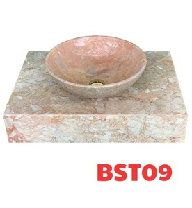 Chậu Rửa Mặt Đá Tròn Mỏng Màu Hồng ý Eximstone BST09