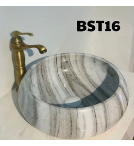 Chậu Rửa Mặt Đá Tự Nhiên Màu Trắng Vân Nâu Eximstone BST16