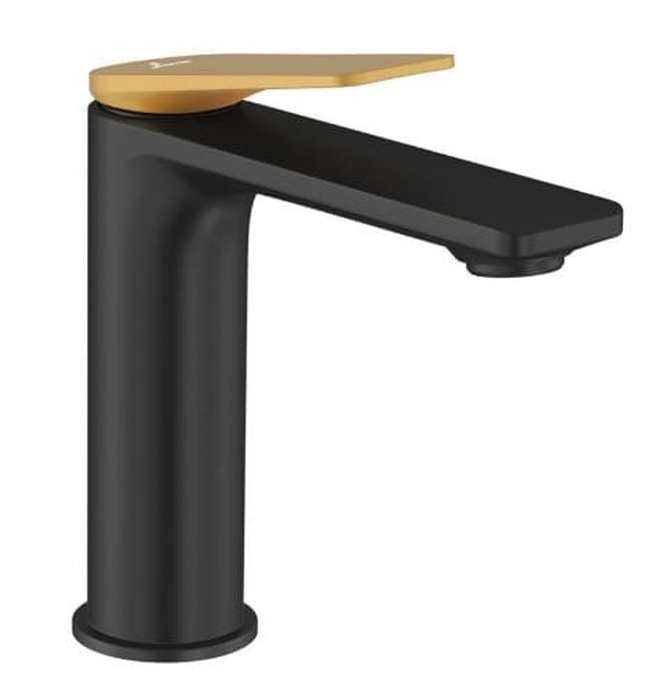 Vòi chậu rửa mặt nóng lạnh màu đen vàng Ấn Độ Jaquar LAG-BGM-91023BWF