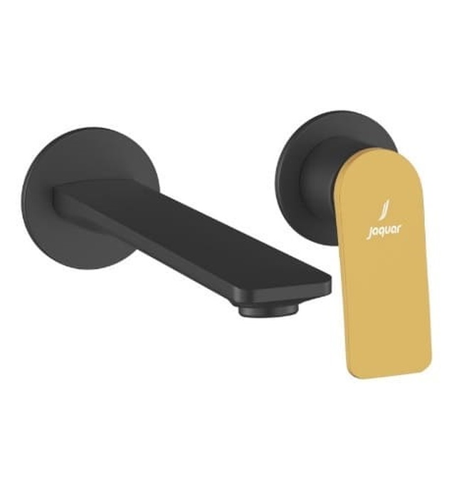 Vòi rửa mặt âm tường 2 chân màu vàng đen Ấn Độ JAQUAR LAG-BGM-91231NK