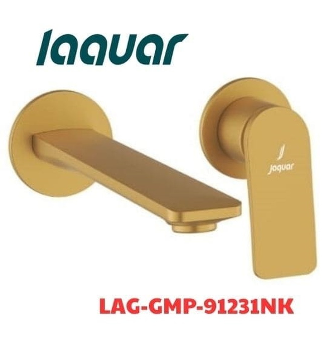 Vòi rửa mặt âm tường 2 chân màu vàng mờ Ấn Độ JAQUAR LAG-GMP-91231NK