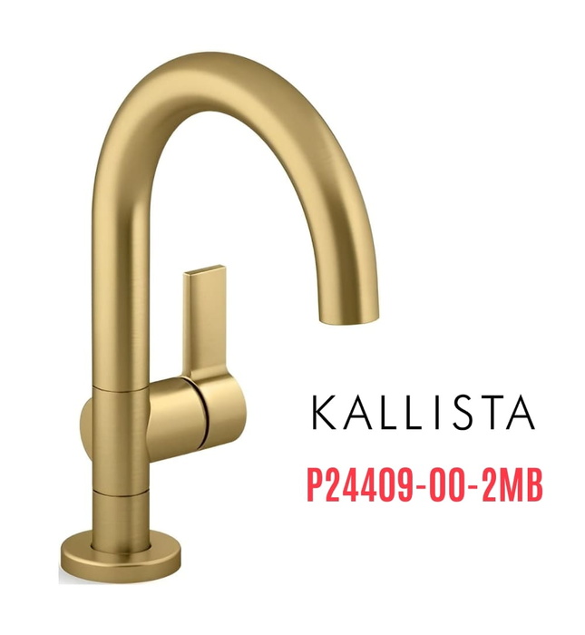 Vòi chậu rửa mặt nóng lạnh 1 chân màu đồng Kallista P24409-00-2MB