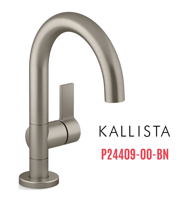 Vòi chậu rửa mặt nóng lạnh 1 chân màu nickel Kallista P24409-00-BN