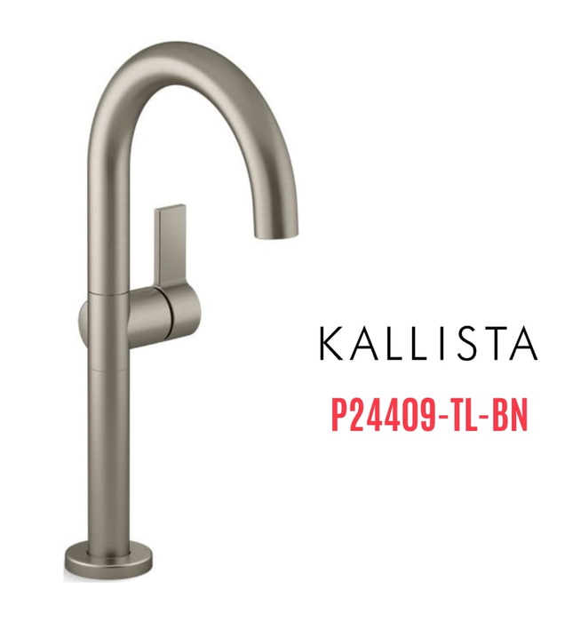 Vòi chậu rửa mặt nóng lạnh thân cao màu nickel Kallista P24409-TL-BN