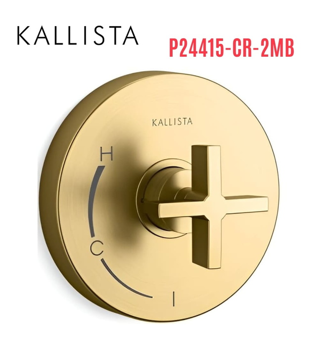 Mặt nạ điều khiển đơn sen tắm âm tường màu đồng Kallista P24415-CR-2MB