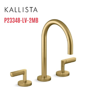 Vòi chậu rửa mặt 3 chân cổ ngỗng màu đồng Kallista P23348-LV-2MB