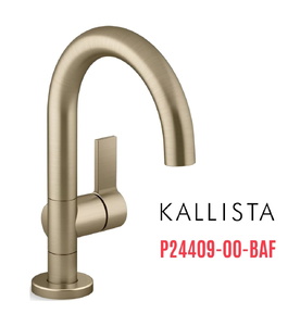 Vòi chậu rửa mặt nóng lạnh 1 chân màu vàng Kallista P24409-00-BAF