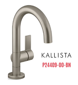 Vòi chậu rửa mặt nóng lạnh 1 chân màu nickel Kallista P24409-00-BN