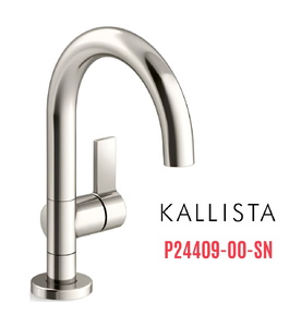 Vòi chậu rửa mặt nóng lạnh 1 chân màu nickel Kallista P24409-00-SN