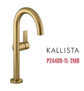 Vòi chậu rửa mặt nóng lạnh thân cao đồng Kallista P24409-TL-2MB