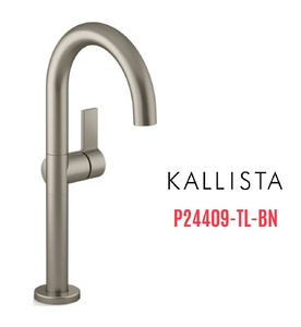 Vòi chậu rửa mặt nóng lạnh thân cao màu nickel Kallista P24409-TL-BN