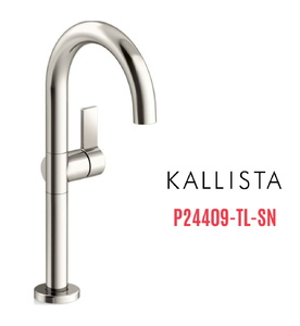 Vòi chậu rửa mặt nóng lạnh thân cao màu nickel Kallista P24409-TL-SN