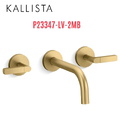Vòi chậu rửa mặt 3 chân âm tường màu đồng Kallista P23347-LV-2MB