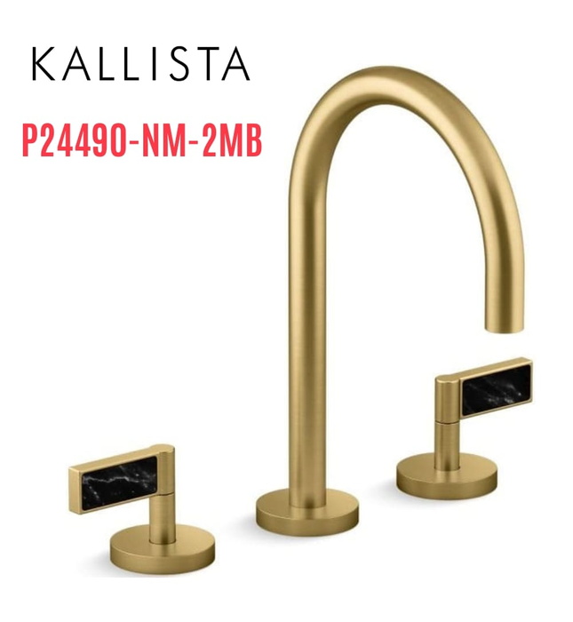 Vòi chậu rửa mặt 3 chân cổ ngỗng màu đồng Kallista P24490-NM-2MB