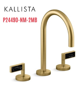 Vòi chậu rửa mặt 3 chân cổ ngỗng màu đồng Kallista P24490-NM-2MB