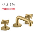 Vòi chậu rửa mặt 3 chân cổ thấp màu đồng Kallista P24491-CR-2MB