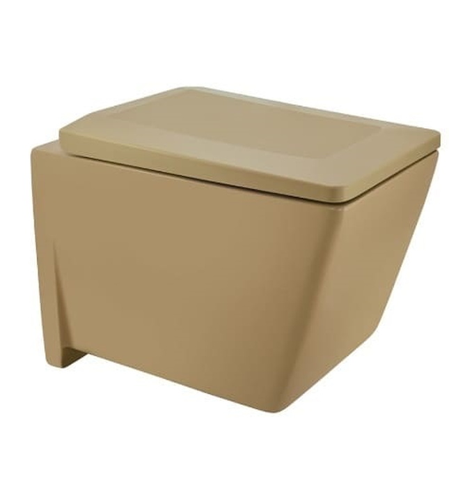 Bồn cầu treo tường không vành màu be mờ Jaquar KUS-BEM-35953BIUFPM