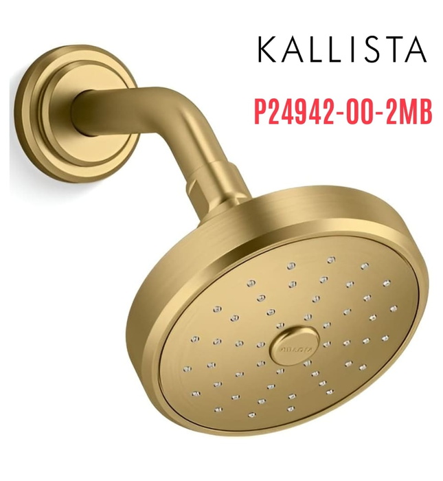 Bát sen tắm và tay sen gắn tường màu đồng Kallista P24942-00-2MB