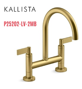 Vòi chậu rửa bát nóng lạnh màu đồng Kallista P25202-LV-2MB