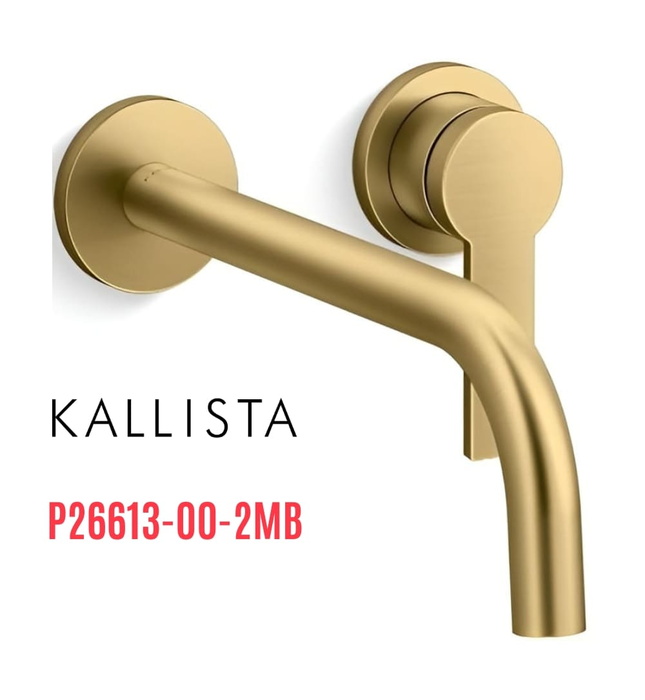 Vòi rửa mặt âm tường nóng lạnh màu đồng Kallista P26613-00-2MB