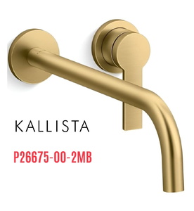Vòi rửa mặt âm tường nóng lạnh màu đồng Kallista P26675-00-2MB