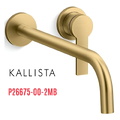 Vòi rửa mặt âm tường nóng lạnh màu đồng Kallista P26675-00-2MB