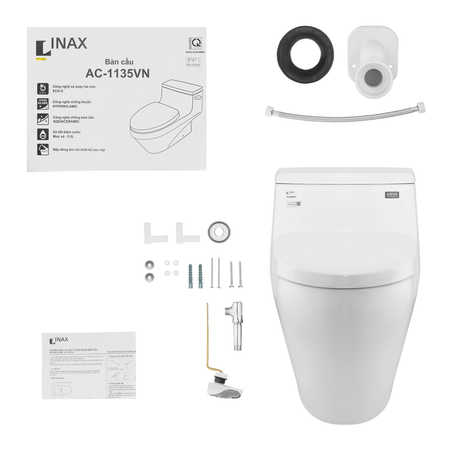 Bàn cầu 1 khối nắp êm xả nhấn Inax AC-1035VN