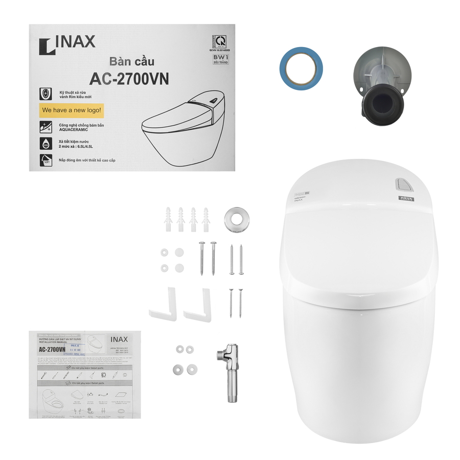 Bàn cầu 1 khối nắp êm xả nhấn Inax AC-2700VN