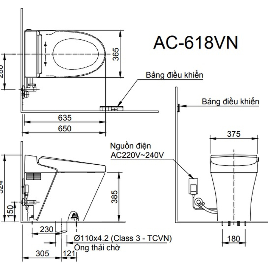 Bàn cầu cảm ứng thông minh Inax SATIS S AC-618VN