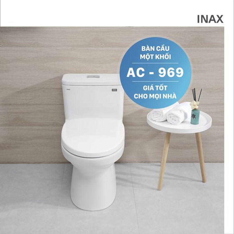 Bàn cầu 1 khối nắp êm xả nhấn Inax AC-969VN