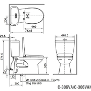 Bàn cầu 2 khối nắp êm xả nhấn Inax C-306VAN