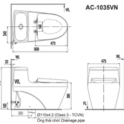 Bàn cầu 1 khối nắp êm xả nhấn Inax AC-1035VN