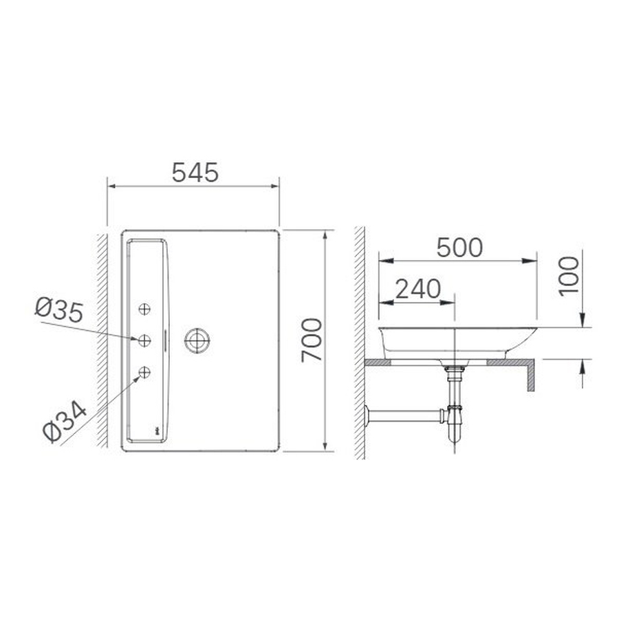 Chậu rửa mặt đặt bàn đá 3 lỗ Inax AL-S630V(GC)
