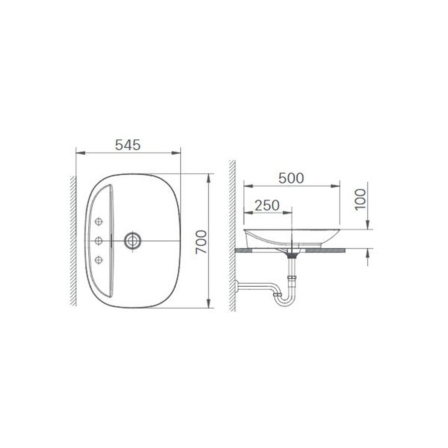 Chậu rửa mặt đặt bàn đá 3 lỗ Inax AL-S640V(GC)