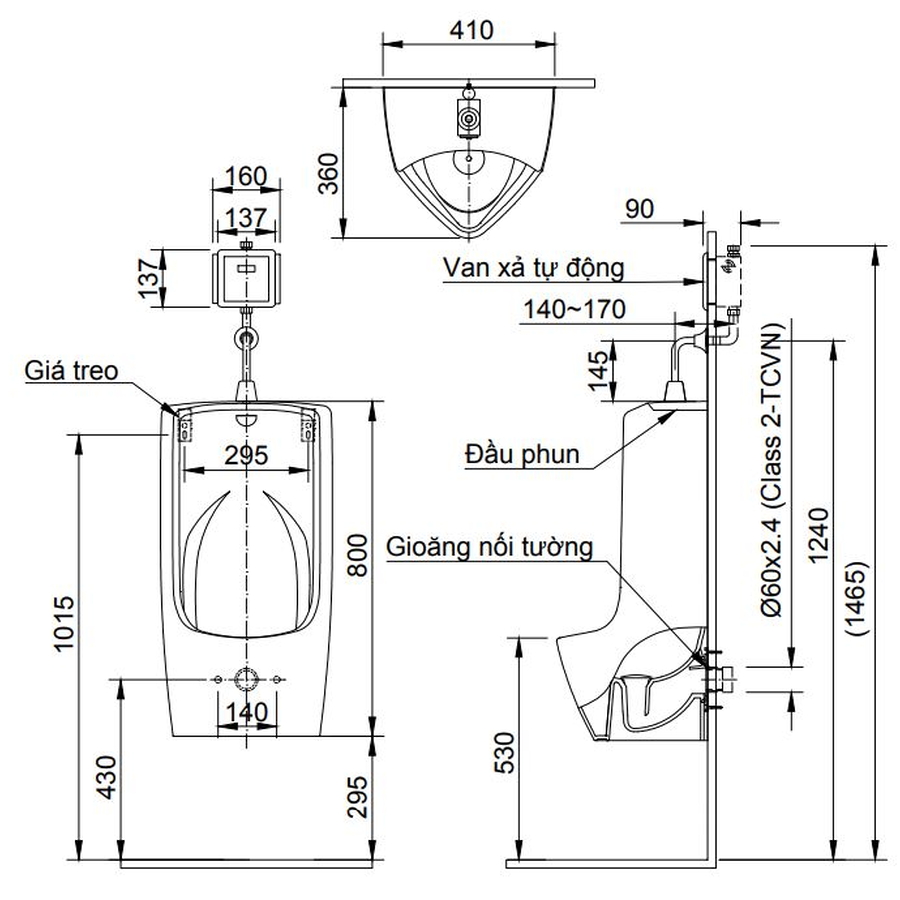Bồn tiểu nam treo tường Inax AU-411V