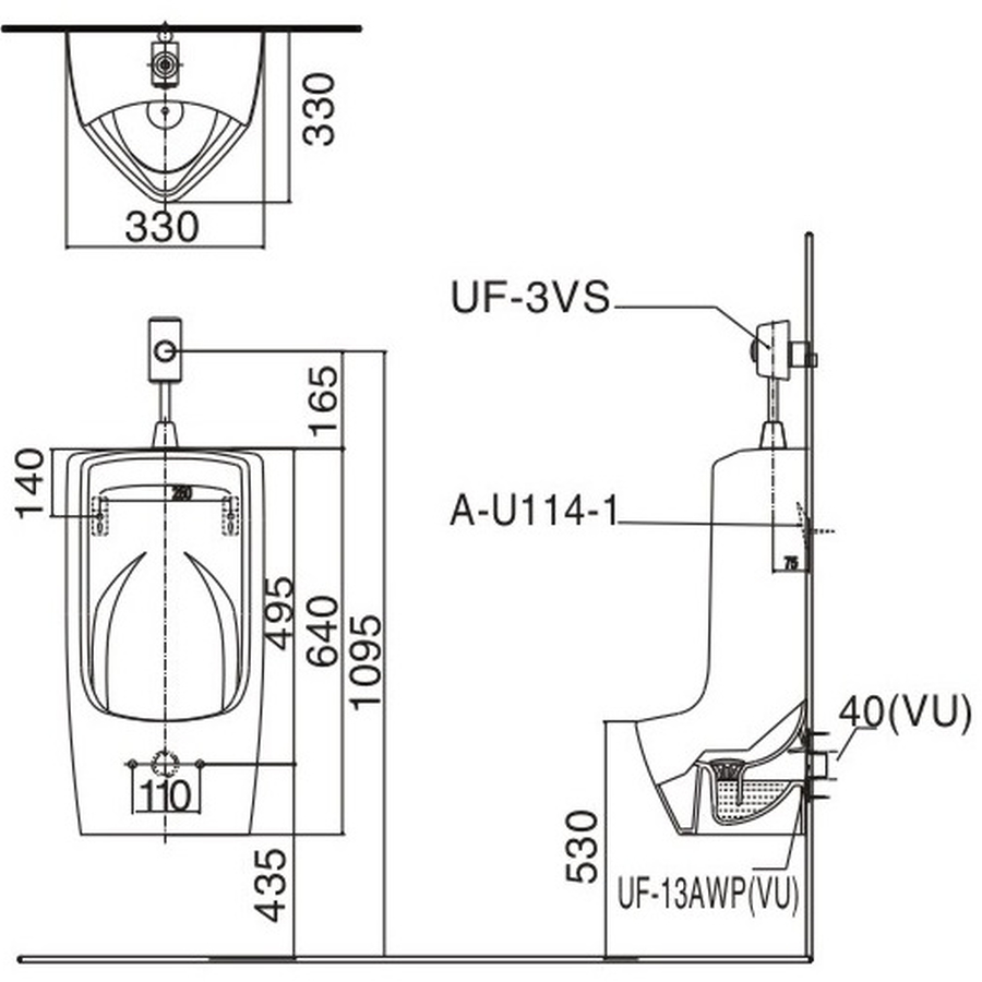 Bồn tiểu nam treo tường Inax AU-431VR