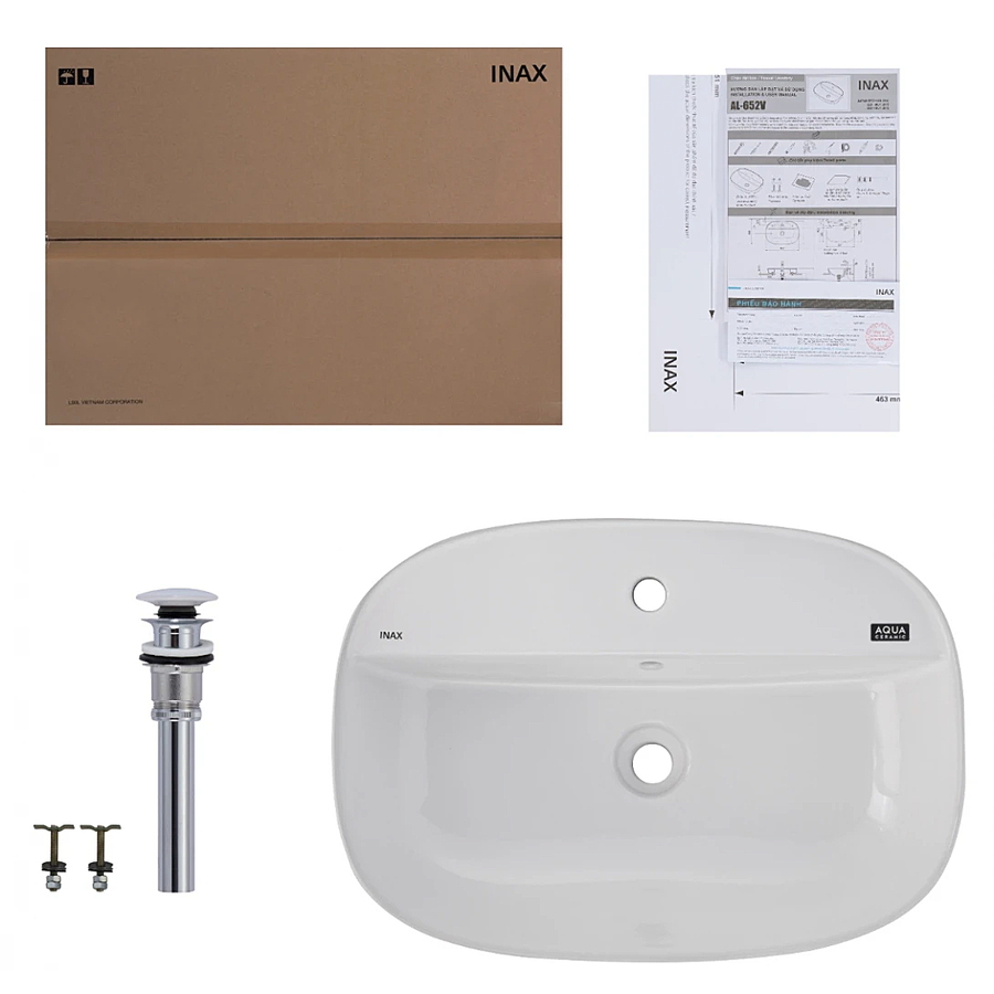 Chậu dương bàn đá 1 lỗ men Aqua Inax AL-652V(FC)