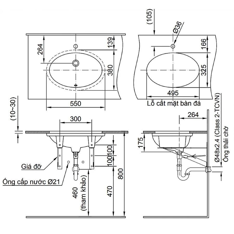 Chậu rửa mặt âm bàn đá Inax L-2216V
