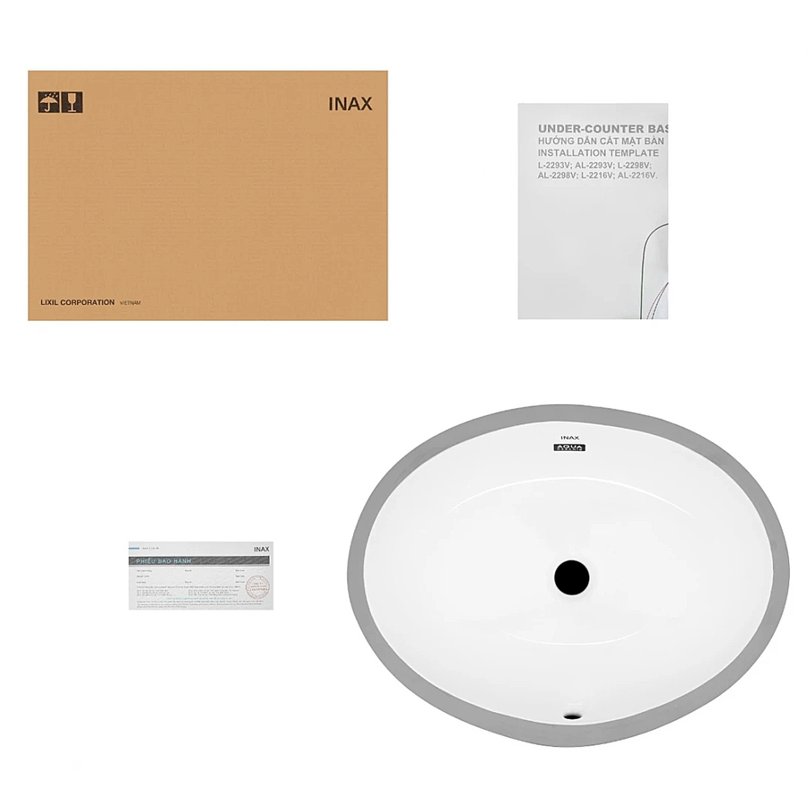 Chậu rửa mặt âm bàn đá ovan vừa Inax AL-2293V