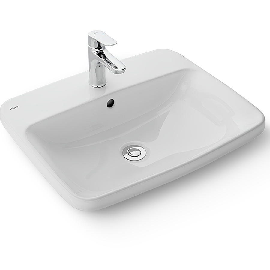 Chậu rửa mặt bàn đá dương vành Inax L-2398V