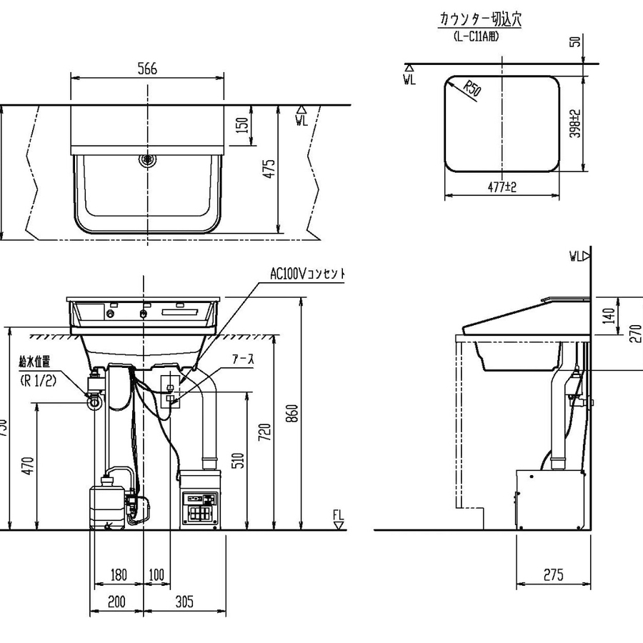 Chậu rửa mặt đặt bàn tự động Inax L-C11A3-AS/BW1