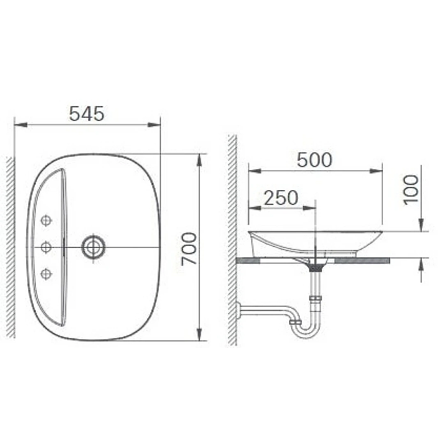Chậu rửa mặt dương bàn đá 1 lỗ Inax AL-S640V(FC)